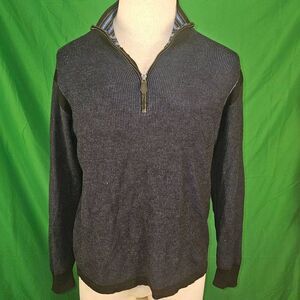 Robert Graham Mens Blue Wool 1/4 Zip Pullover Sweater XL‎